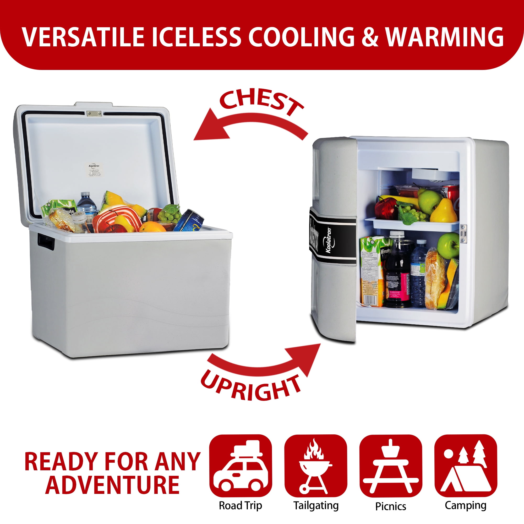 Koolatron 12V Electric Cooler/Warmer 42L (45 qt), Two-Way Design, Gray