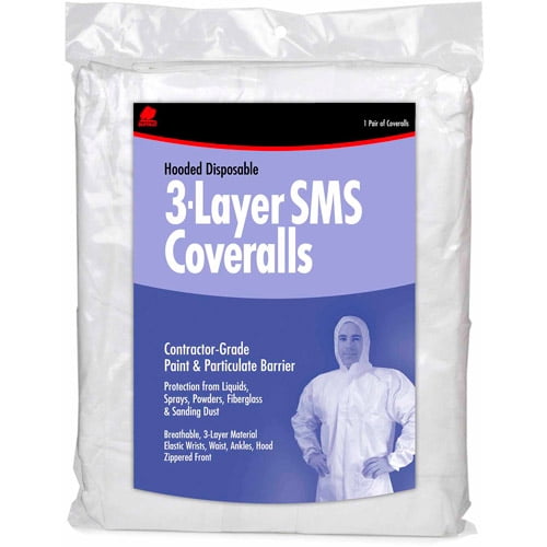 Buffalo Industries 68525 Large Hooded Disposable 3Layer SMS Coveralls
