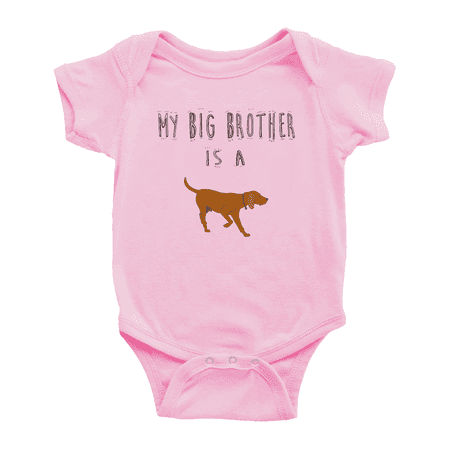 

My Big Brother Is A RedBone Coonhound Dog Cute Baby Clothing Bodysuits Boy Girl Unisex