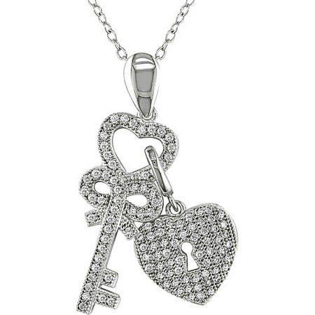Key To My Heart Cz Sterling Silver Charm