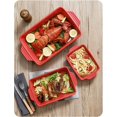 thumbnail image 2 of Casserole Dish, Ceramic Baking Dish for Oven, Extra Large Lasagna Pans for Cooking Oven Safe, Rectangular Bakeware set of 3, Bakers & Casseroles With Handles, 14.5 x 8 x 2.75 Inches, Red, 2 of 6