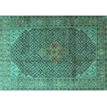 thumbnail image 1 of Ahgly Company Machine Washable Indoor Rectangle Medallion Turquoise Blue Traditional Area Rugs, 2' x 4', 1 of 4