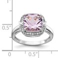 thumbnail image 2 of 925 Sterling Silver Rhodium Diamond and Checker-Cut Pink Quartz Ring, 2 of 2
