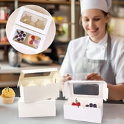 50 Pcs 2-Cavity Cupcake Boxes with Window, White Pastry Boxes Bulk for Bakery, Cupcake Containers with Clear Lid for Gifting, Birthday Party, Wedding & Dessert Packaging