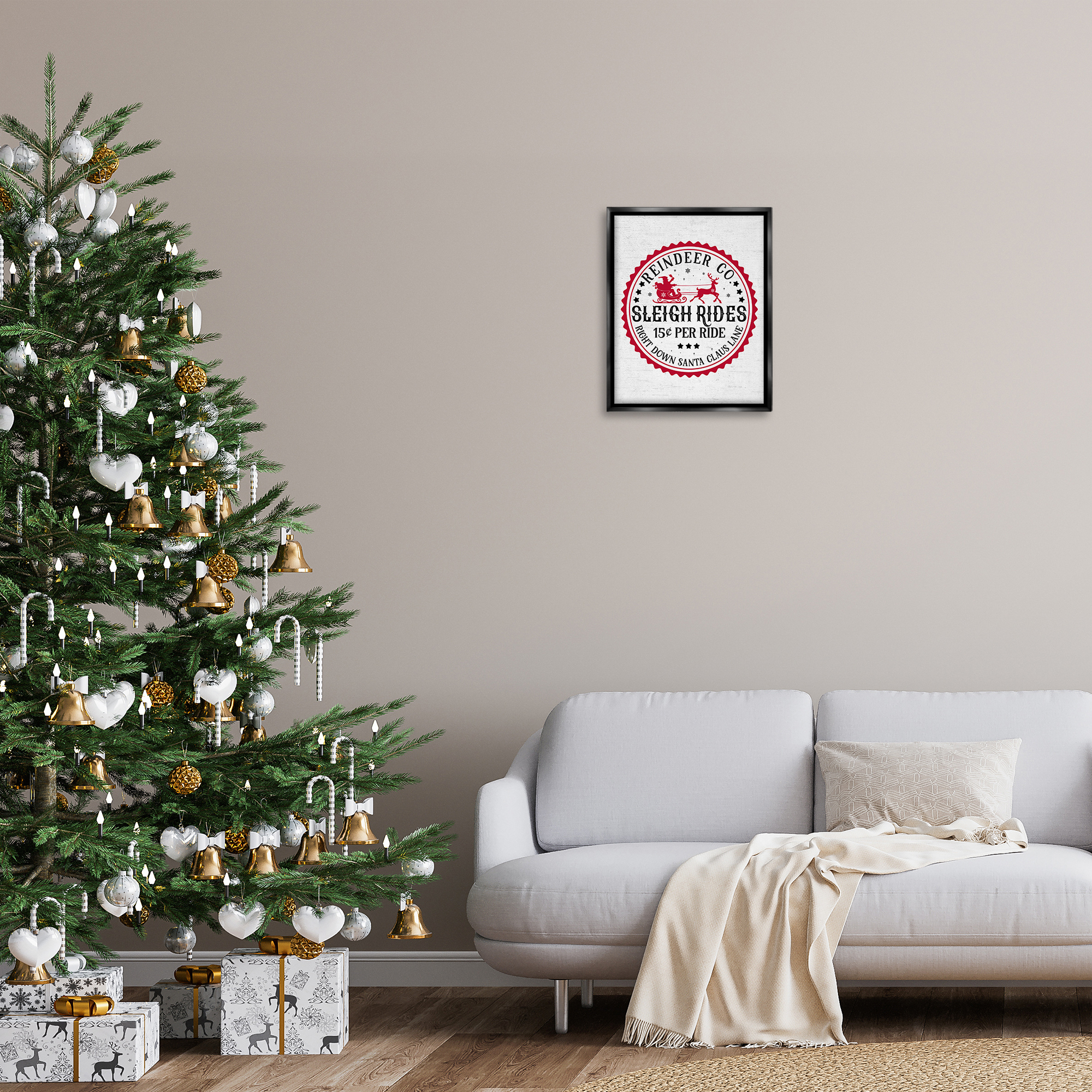 Stupell Industries Vintage Sleigh Rides Holiday Painting Black Floater Framed Art Print Wall Art, 17 x 21