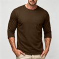 thumbnail image 6 of Smsaxvxz Men's 3/4 Sleeve Shirts Lightweight Crew Neck Pocket T-shirts Moisture Wicking Soft Comfort Casual Fall Tops Brown 3XL, 6 of 6
