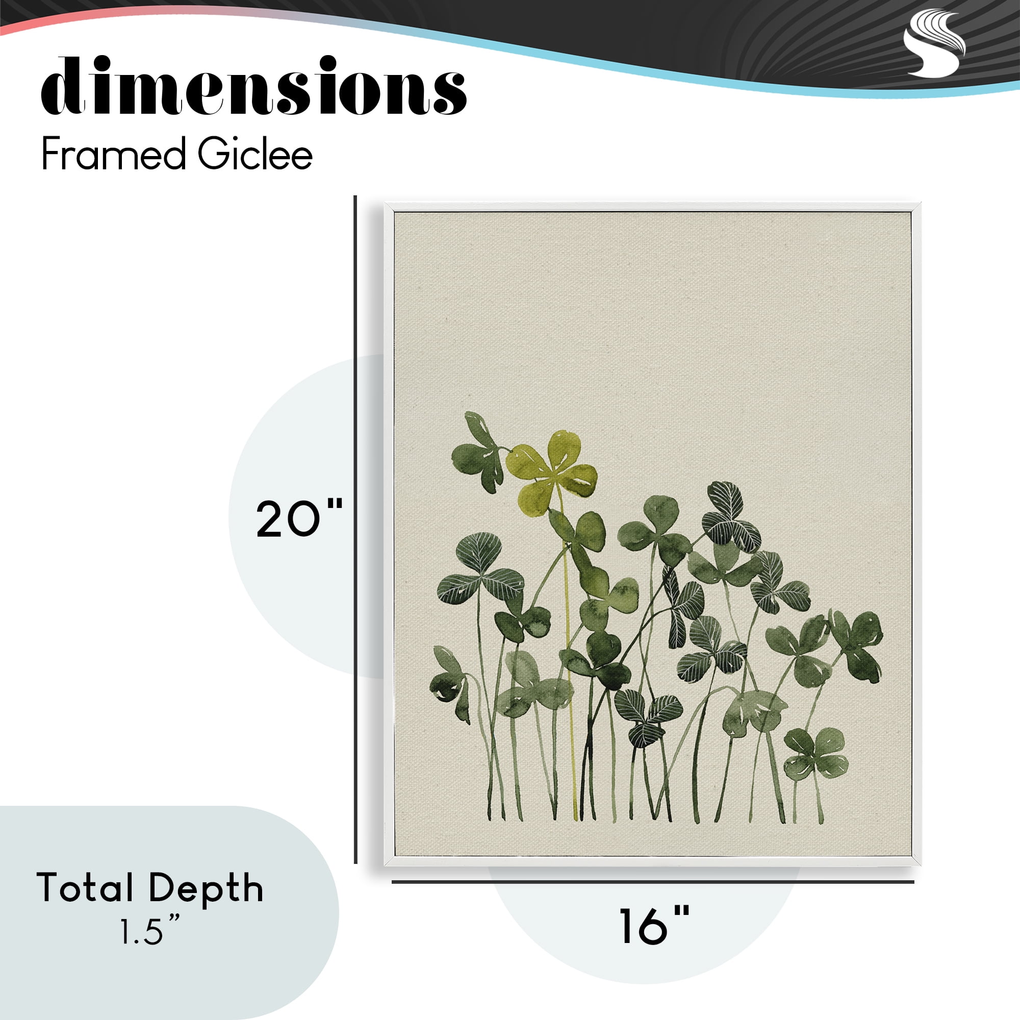 Hidden Gems Clovers White Framed Giclee Art, design by Grace Popp