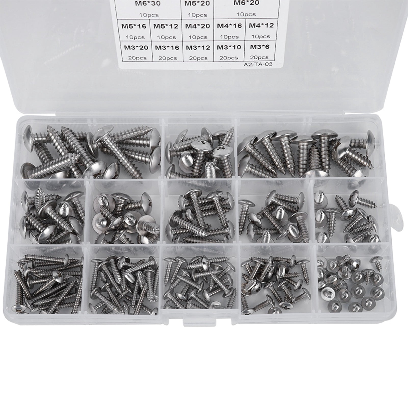 M3,M6 Self,Tapping Screws 180,Piece Kit, Stainless Steel, Durable  Corrosion Resistant
