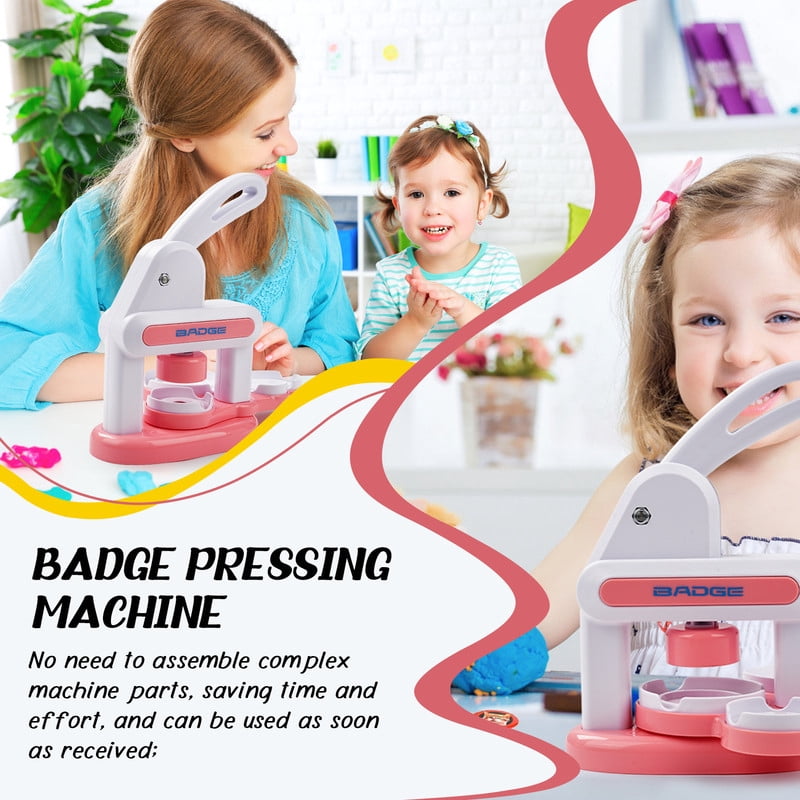Button Maker Machine Installation-Free DIY Button Pin Maker Machine Badge Press Machine Pink