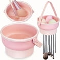 thumbnail image 2 of 3-In-1 Silicone Makeup Brush Cleaner Mat & Drying Rack - Cosmetic Brush Cleaning & Air Dry Tool, Beauty Tool Organizer Kit, 2 of 9