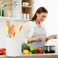 thumbnail image 2 of Servette Home Ceramic Utensil Holder for Kitchen Counter – White Flower Utensil Crock 6 x 7 x 6 inches, 2 of 5