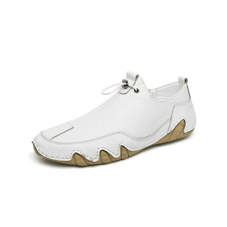 

Difumos Mens Comfort Casual Flats Fashion Drawstring Driving Shoes Office Lightweight Loafers White 8