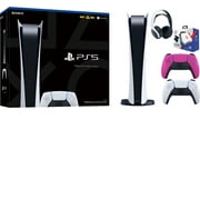 PlayStation 5 Digital Edition with PS5 Nova Pink DualSense Controller W/ Pulse Headset and Case Limited Bundle