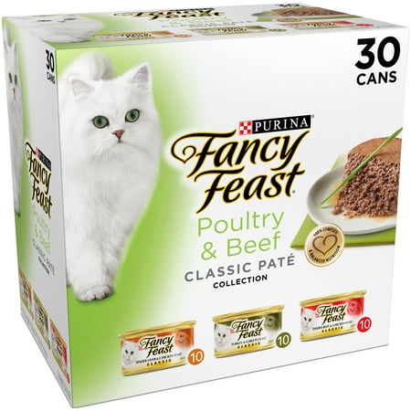 Purina Fancy Feast Classic Poultry & Beef Collection Wet Cat Food, 3 Oz. Cans (30 Pack)