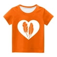 thumbnail image 2 of VKOYWKM Boys Girls Orange T-Shirt Cute Love Graphic T Shirts Casual Short Sleeve Tops Loose Fit Crew Neck Summer Tee Shirts for Toddler Kids Orange 6 Years, 2 of 3