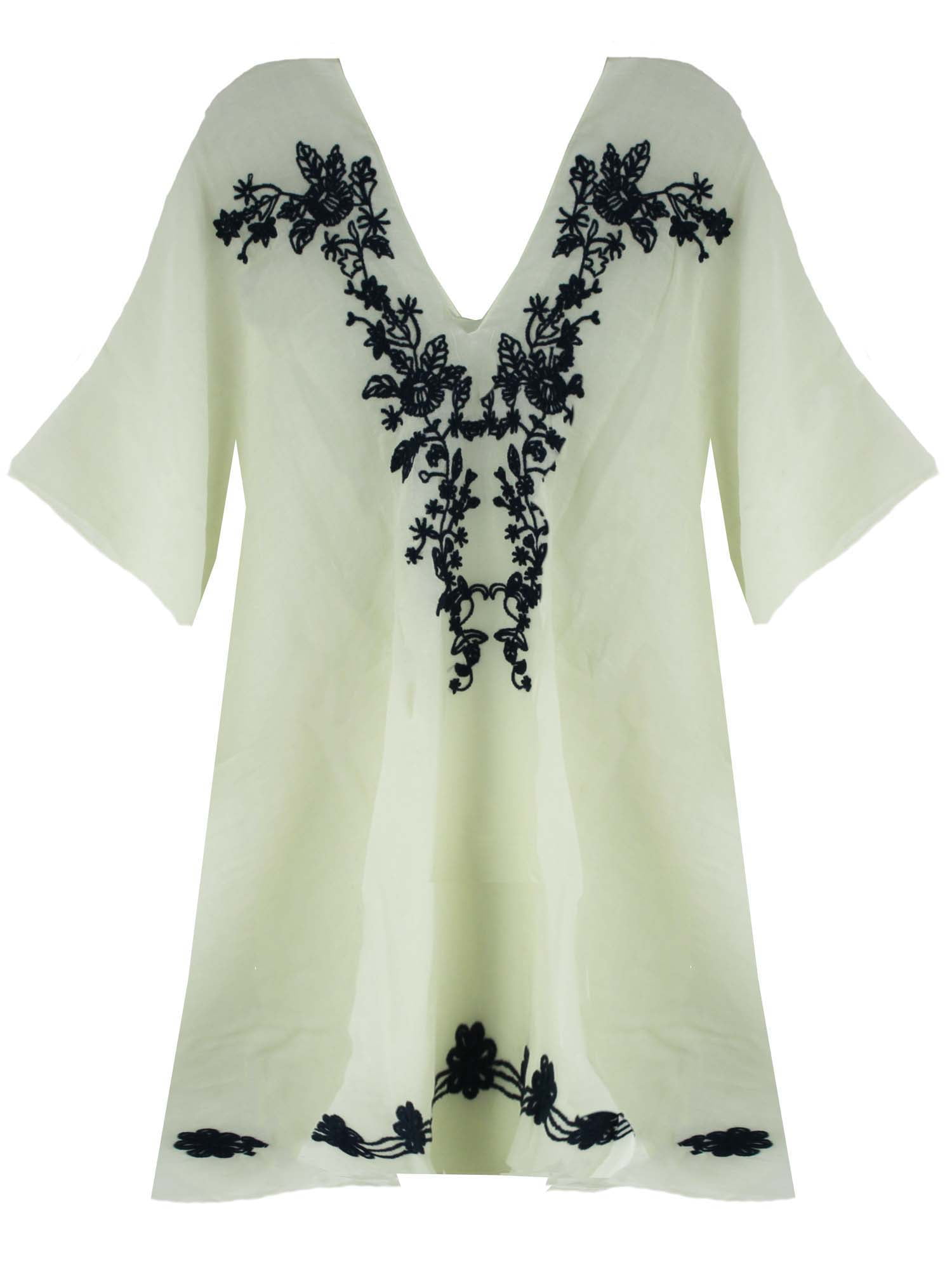 Luxury Divas - Embroidered Sheer White Beach Cover Up ...