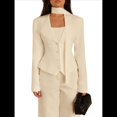 thumbnail image 1 of Chaqueta de Traje de Larga para Mujer, Color Liso, Cuello en V, Corte Entallado y Hombreras M, 1 of 9