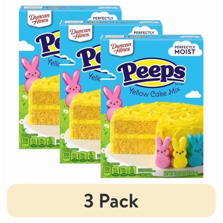 (3 pack) Duncan Hines PEEPS Yellow Cake Mix, 15.25 oz.
