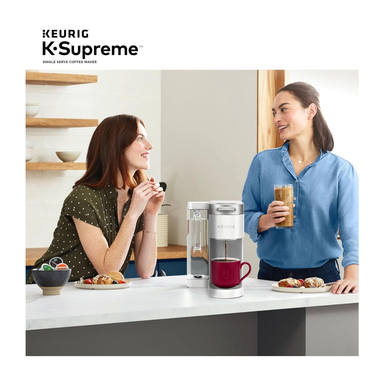 Keurig K-Supreme Single Serve K-Cup Pod Coffee Maker with MultiStream Technology, 4 Brew Sizes and 66oz Dual-Position Removable Reservoir (White)
