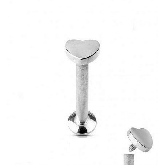 Heart Lip Ring Flat Back 1 Piece (14g) (TL/14/H) (14g 5/16 (1.6 x 8 x 3))