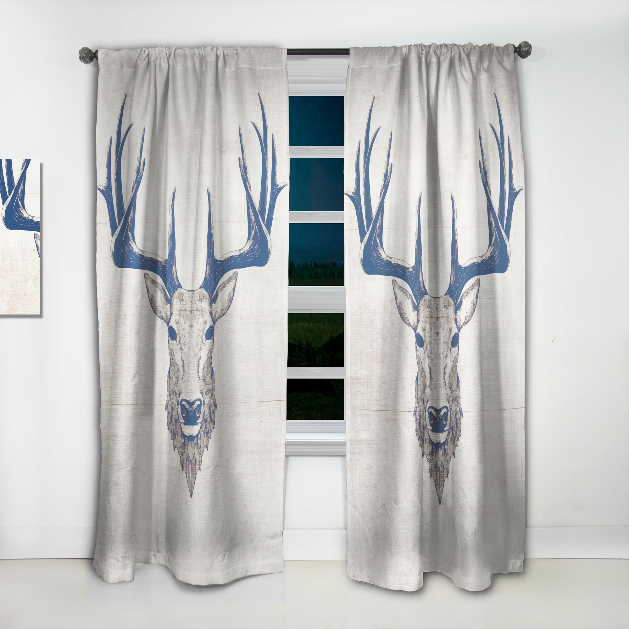 Designart 'Beautiful and Wild Deer XI' Farmhouse Curtain Panel