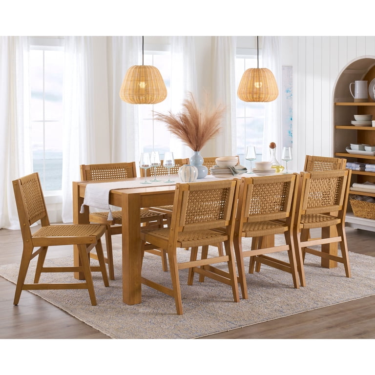 Better Homes & Gardens Vista Woven Coastal Dining Chairs, Light