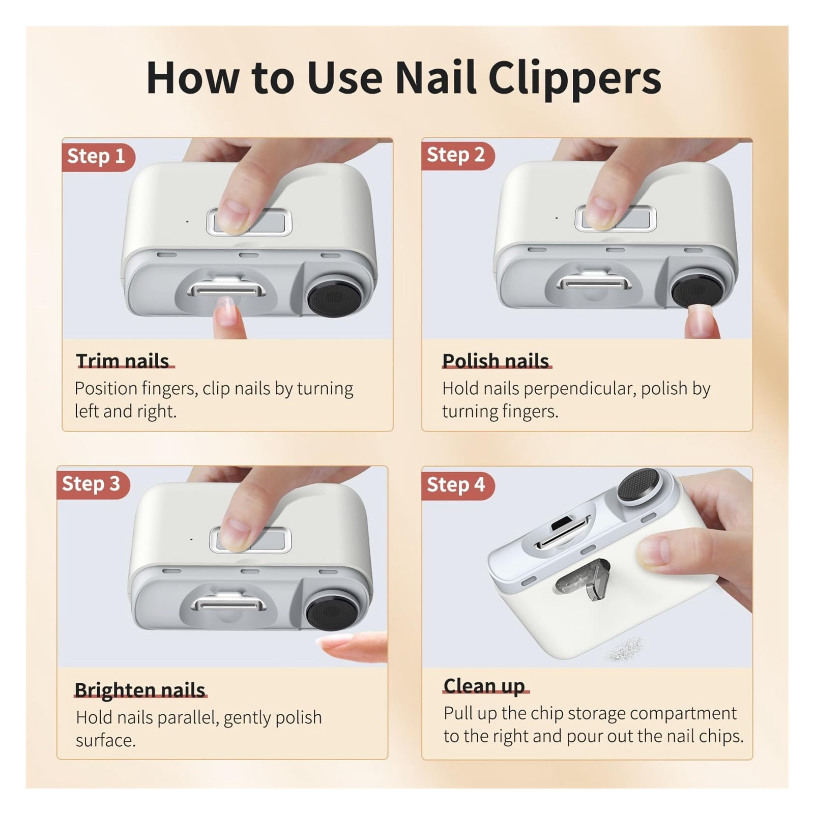 Automatic Nail Clipper, 2 in-1 Electric Nail Clipper and Nail Polisher, Electric Baby Nail Clippers with Light,USB Rechargeable Suitable for Travel, Daily Use