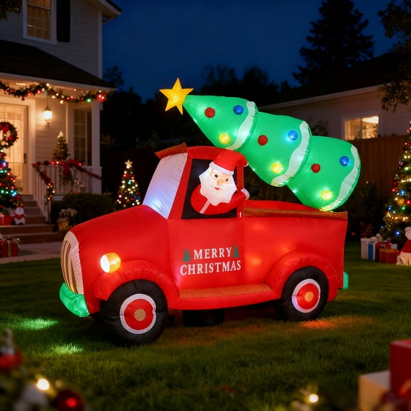Inadays Christmas Inflatables Christmas Outdoor Decor Christmas Inflatable Decorations Santa Red Truck
