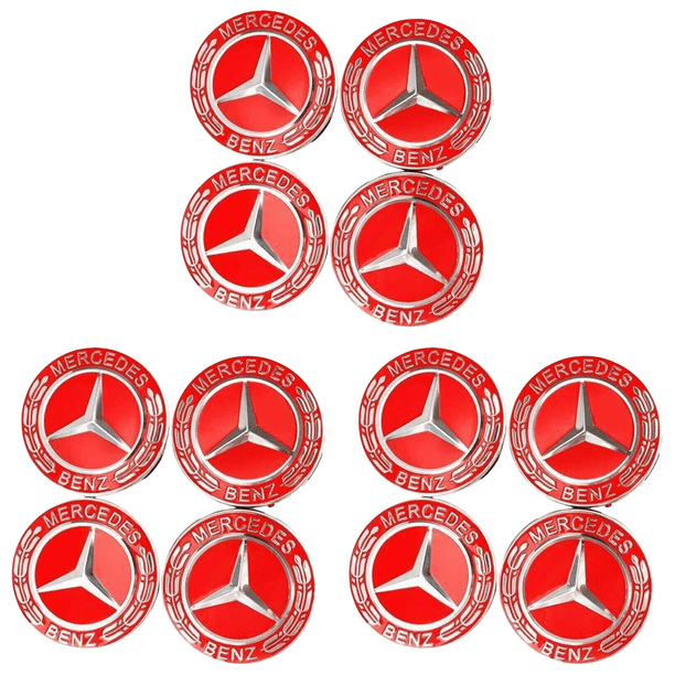 Tapas centrales para llantas pegatina de tapacubos de 75MM para Mercedes-Benz AMG corona roja 4 Uds.