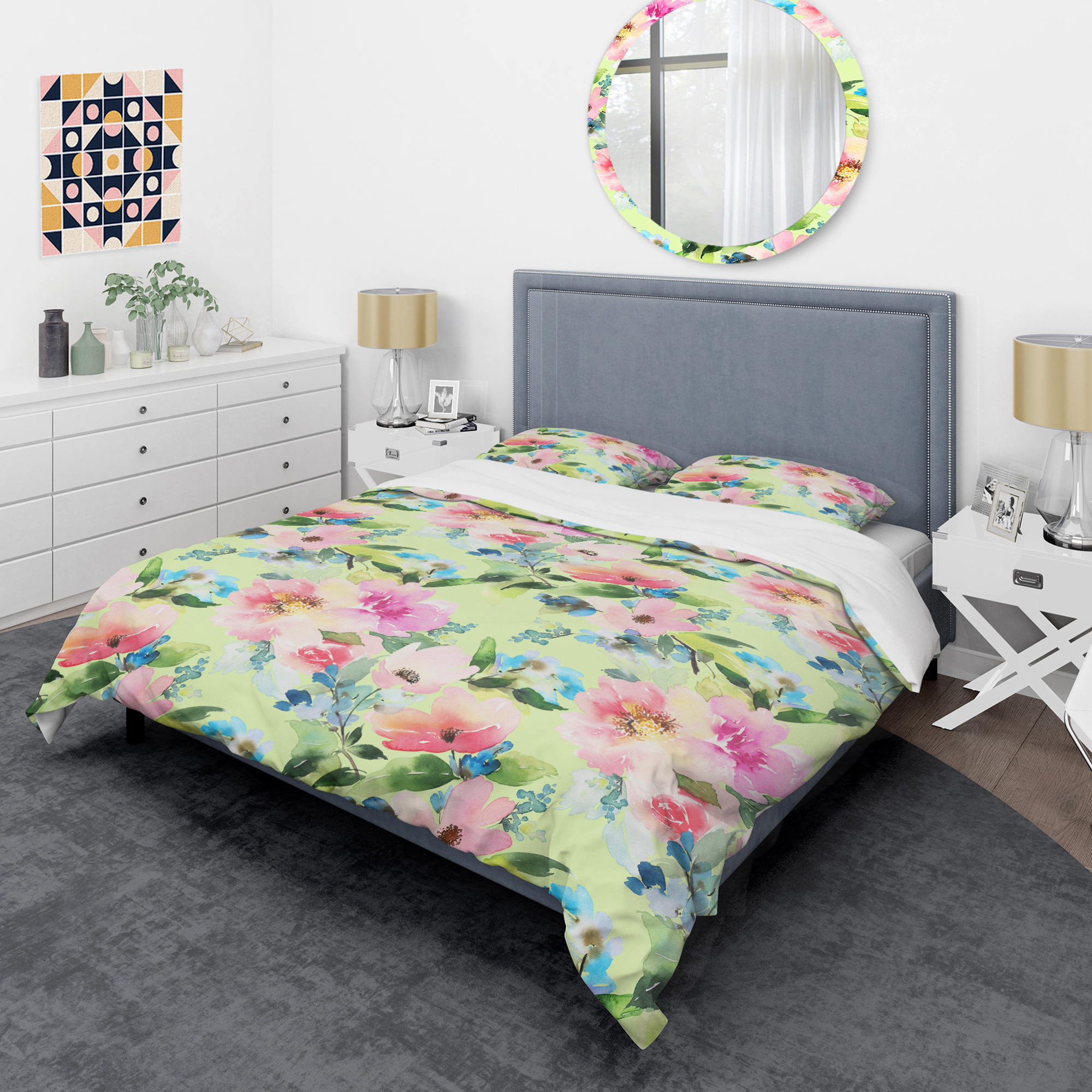 Designart 'Floral Botanical Retro IV' Mid-Century Modern Duvet Cover Set