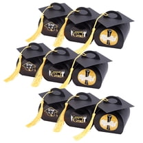 Graduation Cap Shaped Paper Gift box with Tassels Folding boxes for Graduation Party Decoration Black 7.5x6.5x7cm 1set