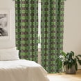 thumbnail image 2 of Ambesonne Ikat Window Curtains, Traditional Folkloric Ornament, Each 28" W x 84" L, Green Brown Apple Green, 2 of 4