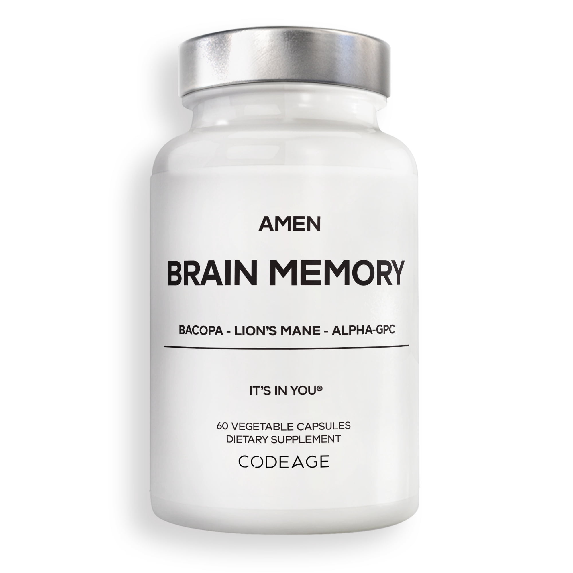 Codeage Amen Brain Memory Nootropic Capsules - Bacopa, Lion's Mane, Alpha-GPC, 60ct