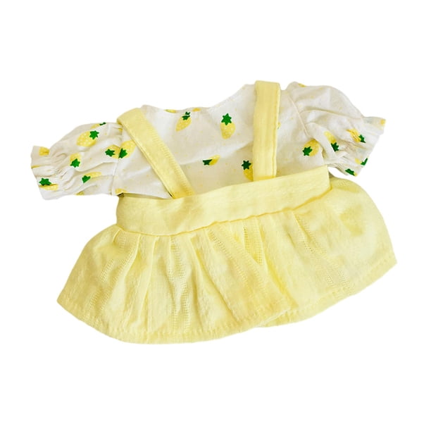 Ropa para muñecos de peluche de 20 cm, accesorios cómodos para muñecos de peluche, camisa para muñecas con falda amarilla