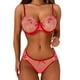 thumbnail image 1 of Gibobby ropa interior Pijama de encaje floral transparente sexy Conjunto de lencería Ropa de dormir de cintura alta Sujetador y panty Ropa de dormir de dos piezas (Rojo, XXL), 1 of 5