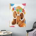 thumbnail image 1 of Kids Birthday Tapestry, Celebration Puppy Dog Golden with Glasses Balloons Present Party Theme Art, Wall Hanging for Bedroom Living Room Dorm Decor, 40W X 60L Inches, Multicolor, by Ambesonne, 1 of 2