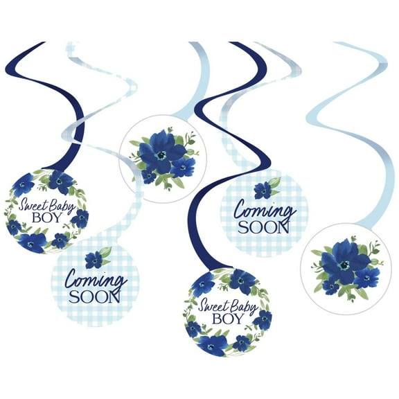 Baby In Bloom Sweet Baby Boy Hanging Spiral Decorations 12 Per Pack