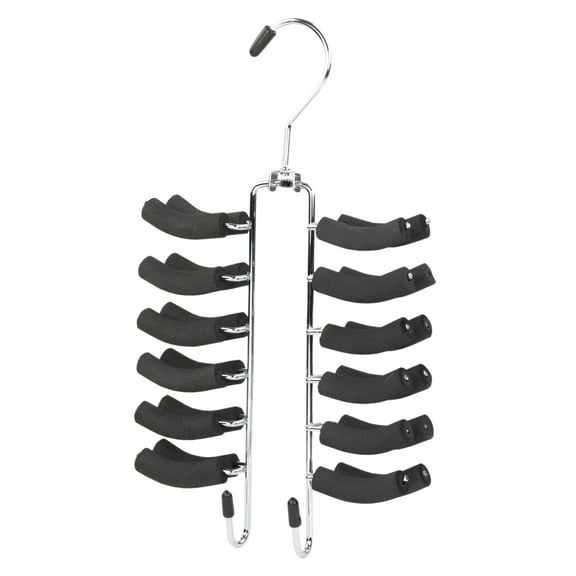 Home Basics 12 Hook Swivel Tie Hanger, Black