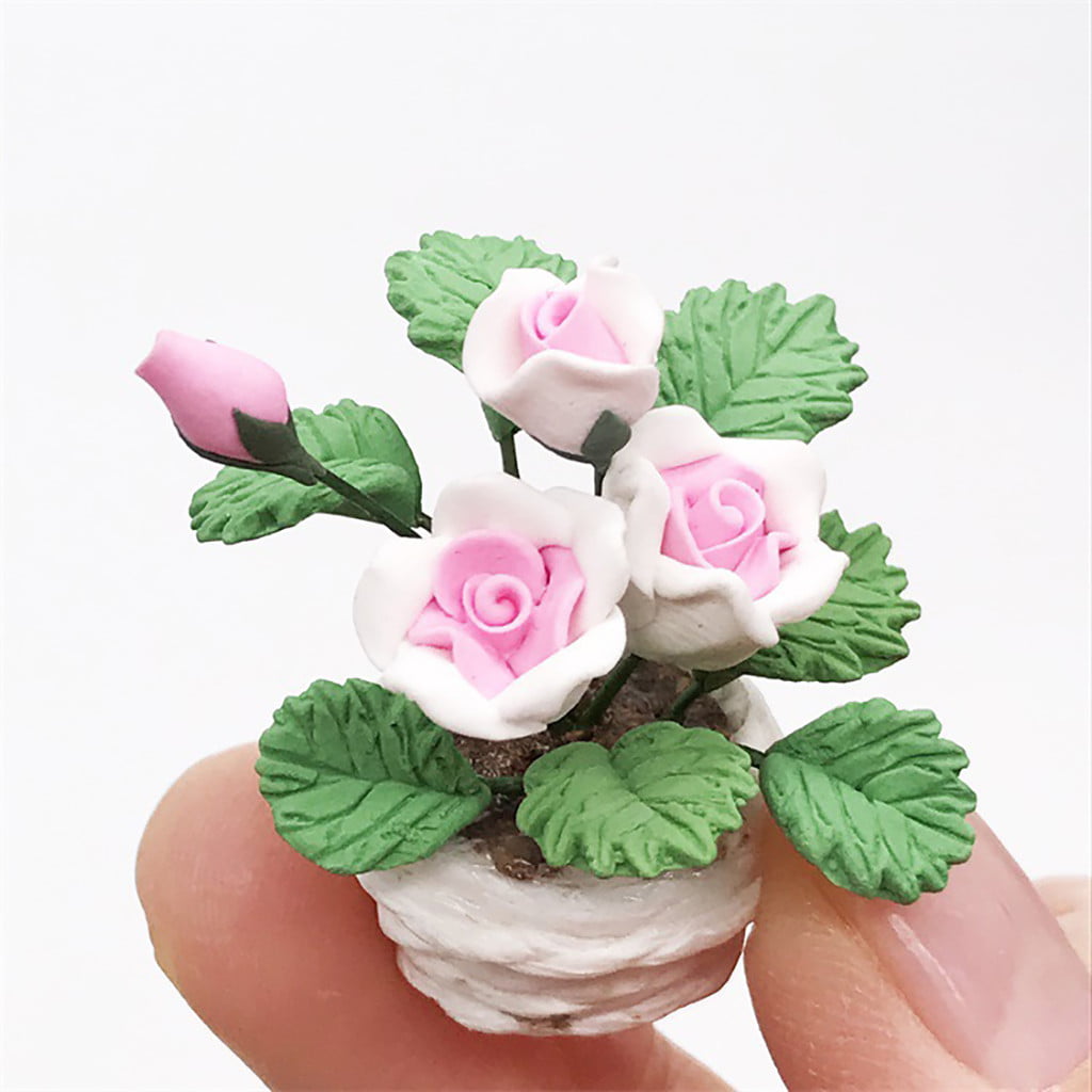 Miniature Dollhouse FAIRY GARDEN ~ 2 Large Aged Green Flower Planter Pots ~ NEW 
