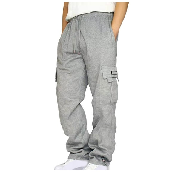 Mens Cargo Pants Casual Joggers Athletic Pants Cotton Loose Straight Sweatpants Baggy Sweatpants For Men