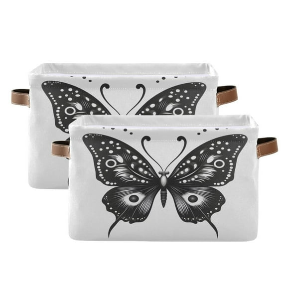 Ryvnso Butterfly Storage Basket Large Bin Foldable Boxes Toys Organizer 14.2x10.2x8.3in 2 PCs