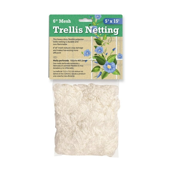 Hydrofarm HGN15 Hydroponic Trellis Netting, Heavy-Duty Polyester, 5 x 15-In. - Quantity 1