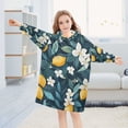 thumbnail image 5 of FORMRS Wearable Blanket Hoodie with Sleeves for Kids Cozy Flannel Sweatshirt, Floral Lemon, 5 of 7