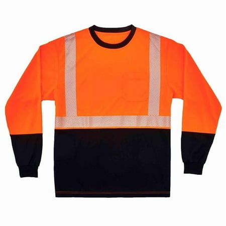 Ergodyne B3178190 GloWear 8281BK Hi-Vis Performance Long Sleeve T-Shirt - Class 2 - Extra Small - Orange