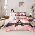 thumbnail image 4 of Castle Fairy Teens Bling Ribbon Bow Twin Comforter Sets,Romantic Eiffel Tower Bedding Set, 4 of 8