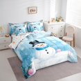 thumbnail image 3 of Feelyou Blue Snowman Bedding Comforter Set 7pcs for Teens, Winter Snowflake King Bedding Sets, Merry Christmas Reversible Bed Sheets, Breathable Home Decor, 3 of 7