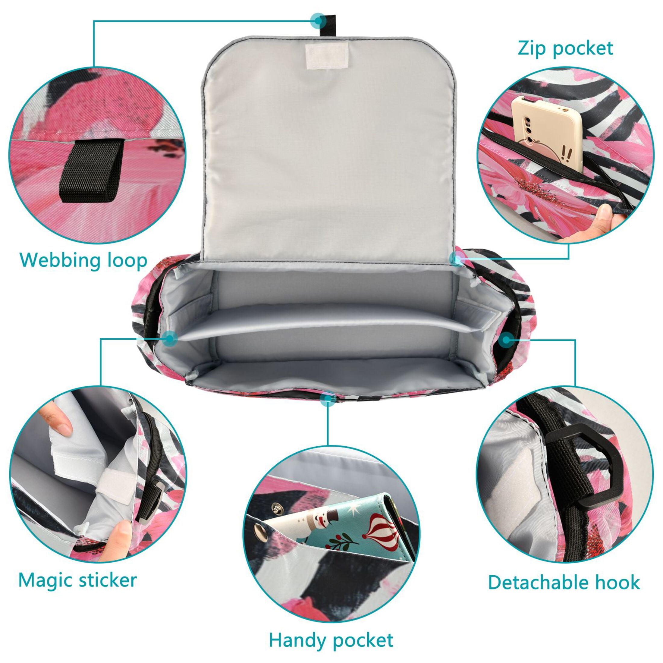 DIXRUYEE Stroller Organizer Petal Symphony Printed