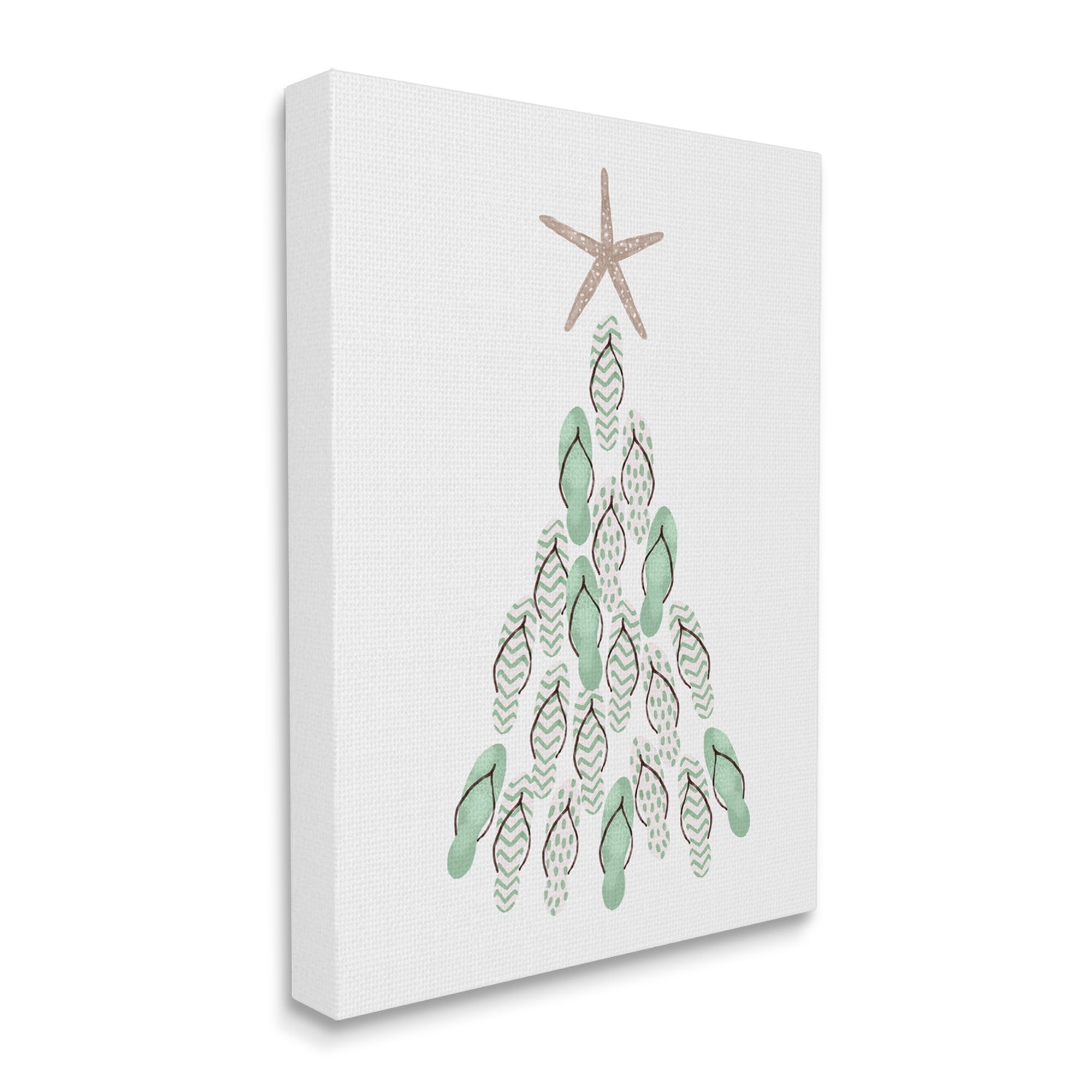 Stupell Industries Flip Flop Beachy Christmas Tree Holiday Painting Gallery Wrapped Canvas Print Wall Art