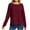 Wine, variant on Knit Crew Neck Tops for Women Casual Loose Solid Color Long Sleeve Pullover Shirt Fashion Fall Lounge Basic Tee (Wine 2XL)