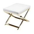 thumbnail image 3 of Benjara Sovi 20" Ottoman Stool- White Faux Leather Seat/Gold, 3 of 5